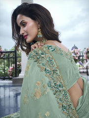 Nakshatra Green Wedding Wear Saree
