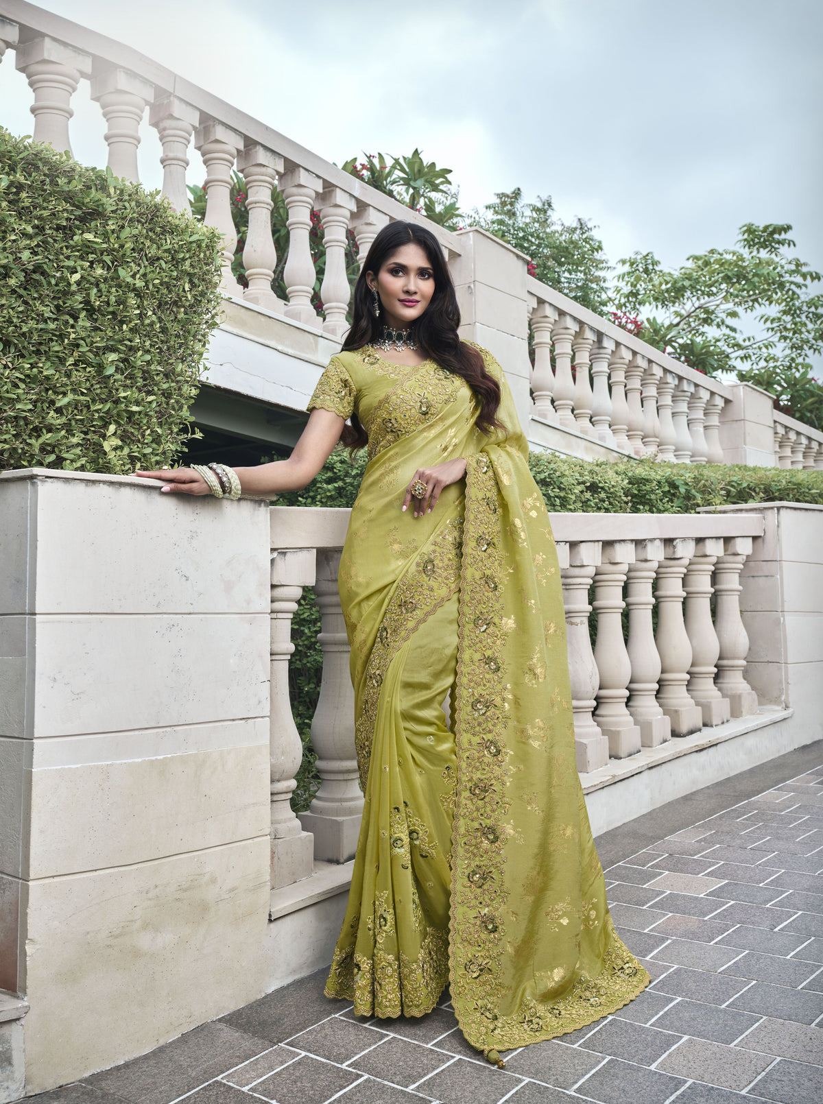 Nakshatra Yellow Wedding Wear Saree