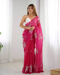 Nakshatra Pink Embroidered Saree