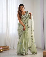 Nakshatra Pista Burburry Silk Saree