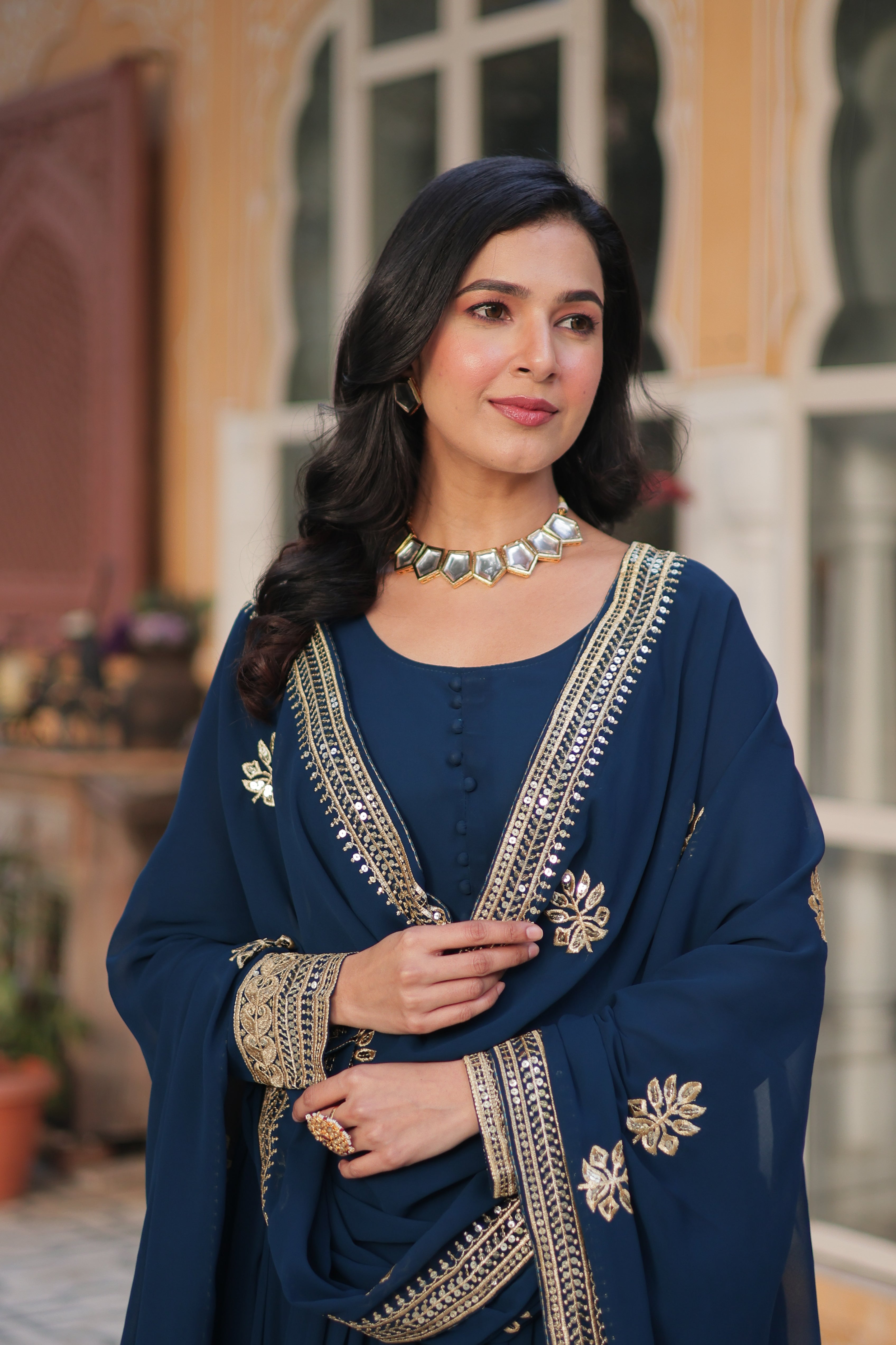 Nakshatra Blue Party Wear Gown