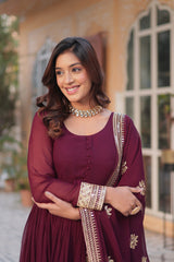Nakshatra Wine Party Wear Gown