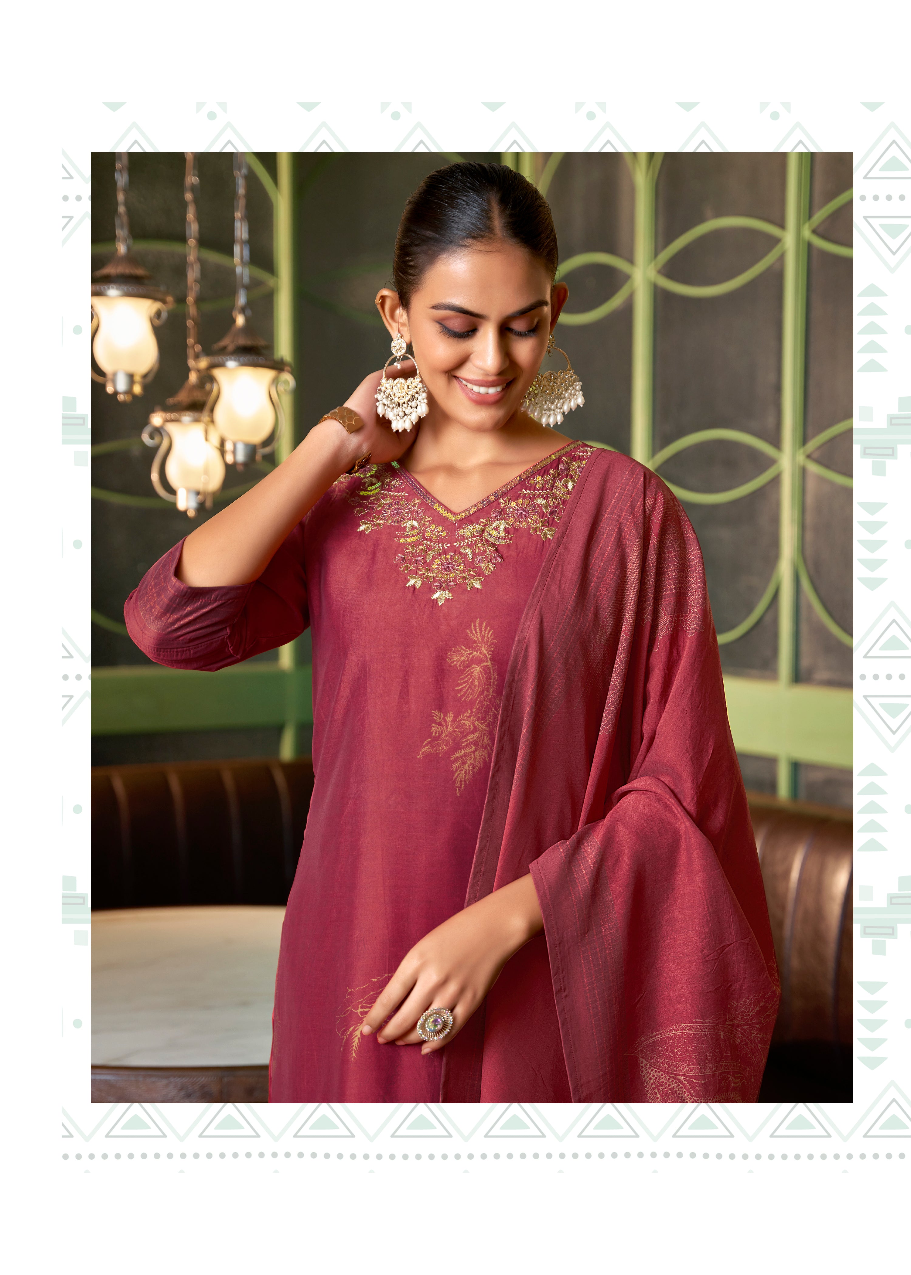 Nakshatra Digitally Print Red Readymade Suit