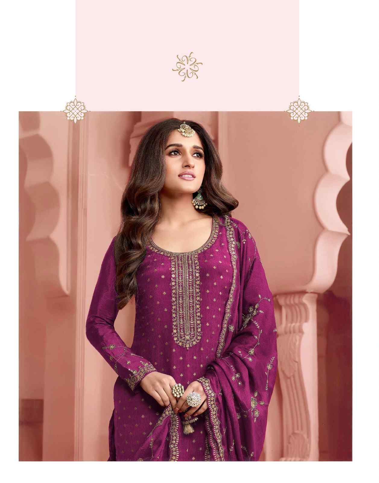 Nakshatra Purple Dola Silk Embroidered Suit