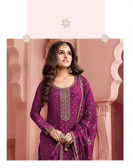 Nakshatra Purple Dola Silk Embroidered Suit