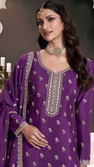 Nakshatra Purple Chinon Sharara Suit