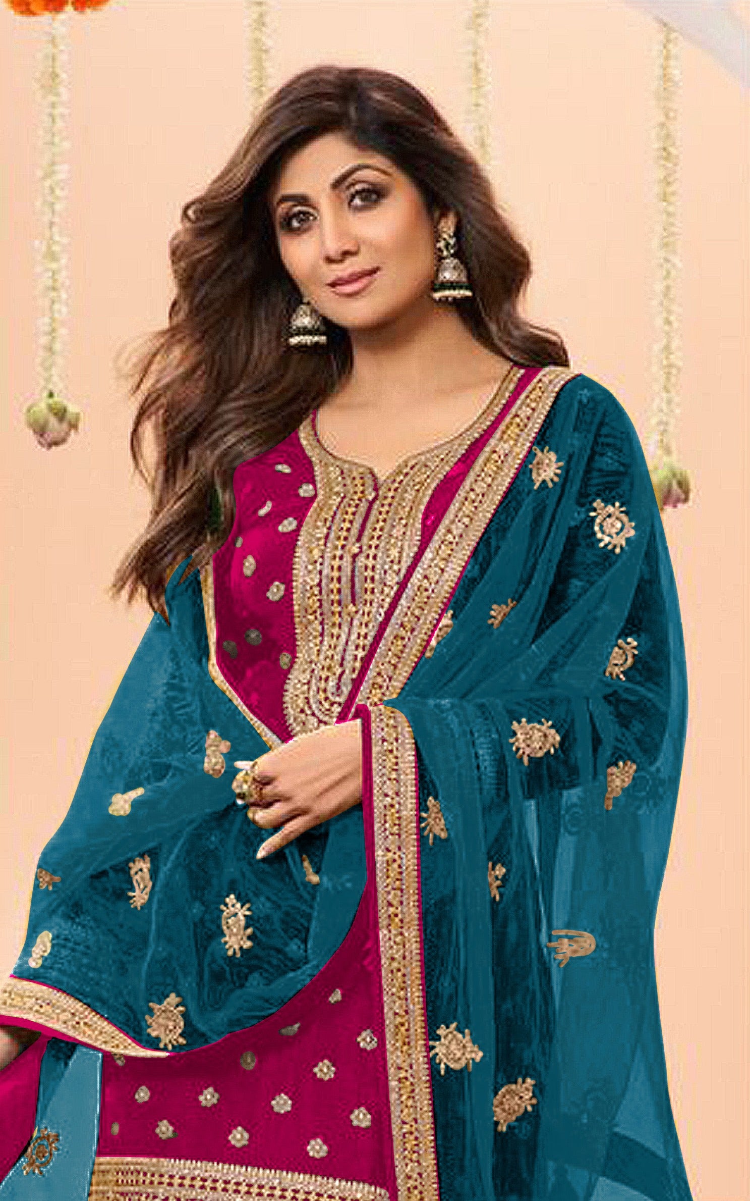 Nakshatra Shilpa Shetty Pink Silk Suit
