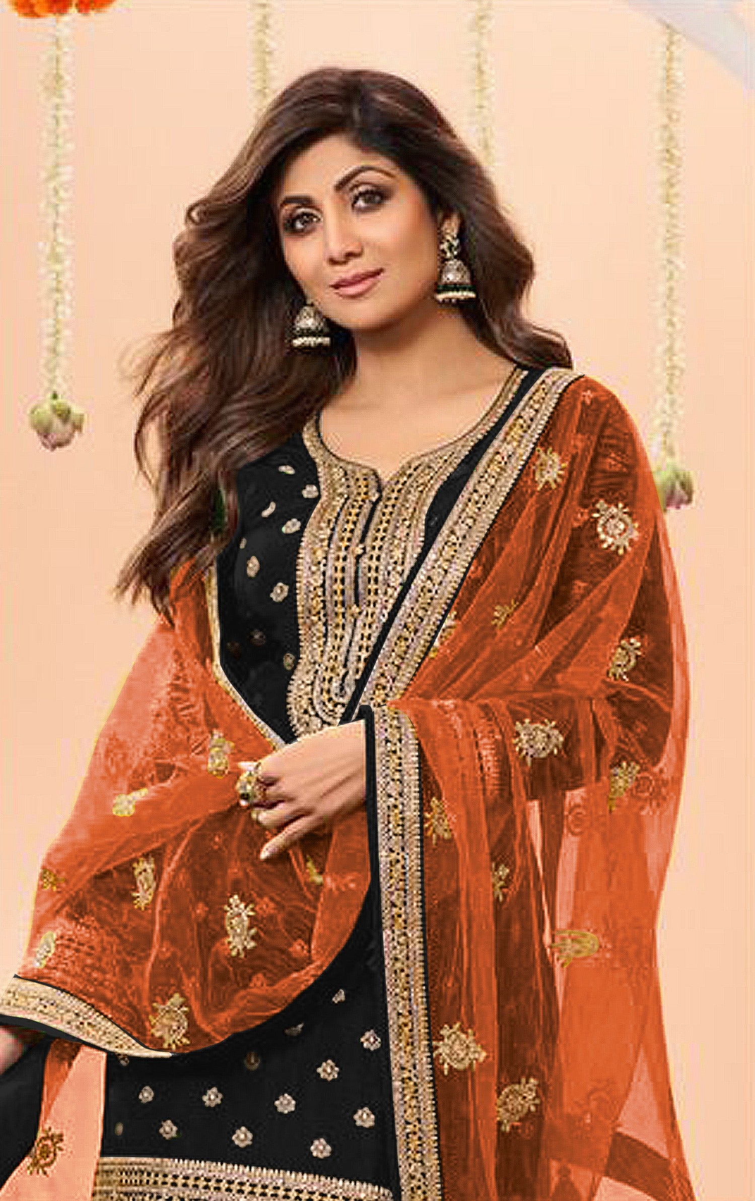 Nakshatra Shilpa Shetty Black Silk Suit