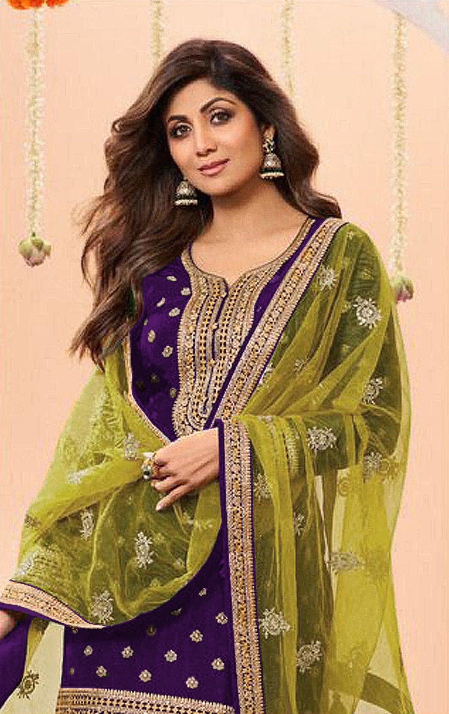 Nakshatra Shilpa Shetty Purple Silk Suit