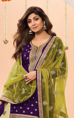 Nakshatra Shilpa Shetty Purple Silk Suit