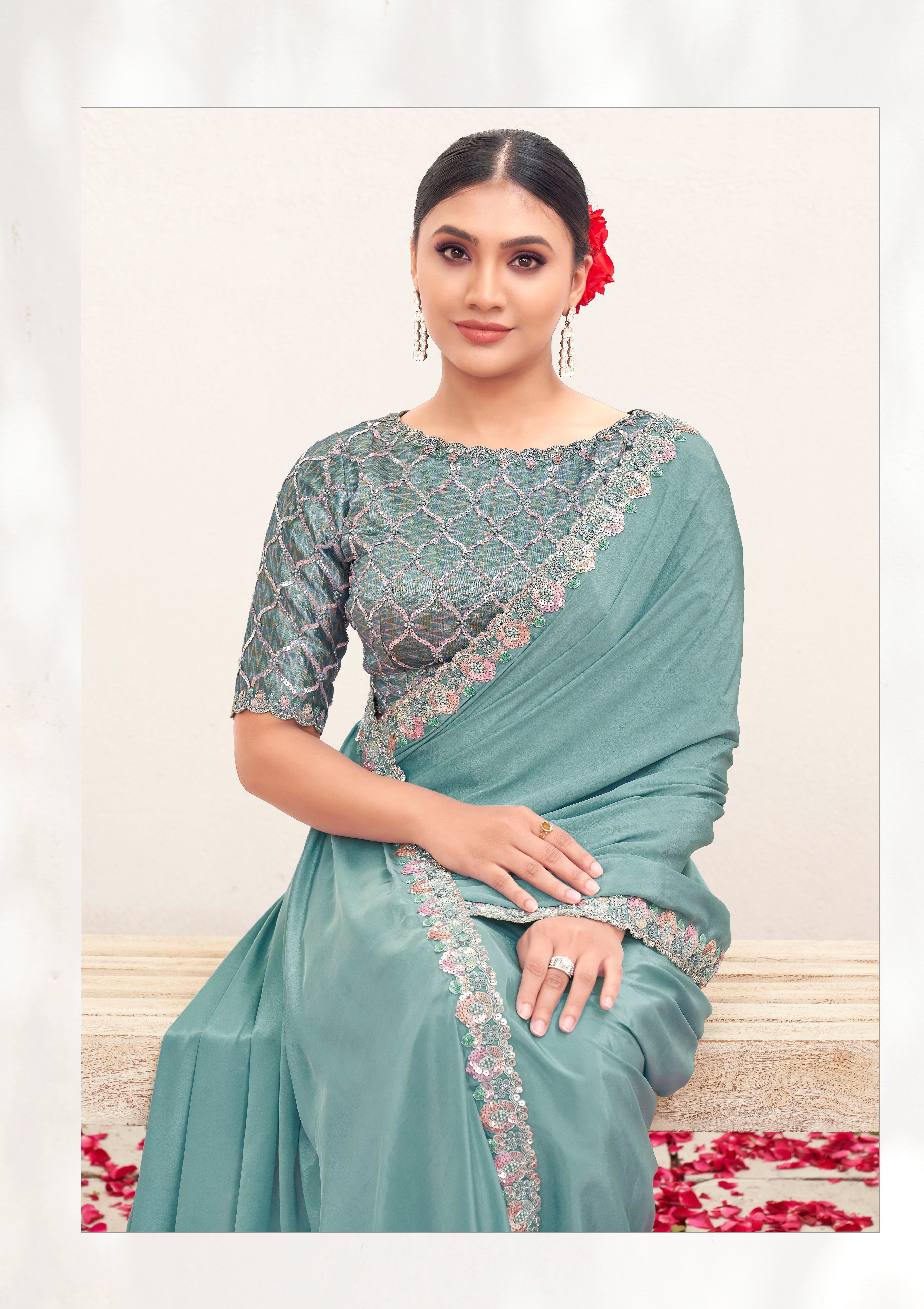 Nakshatra Firoji Shimmer Silk Saree