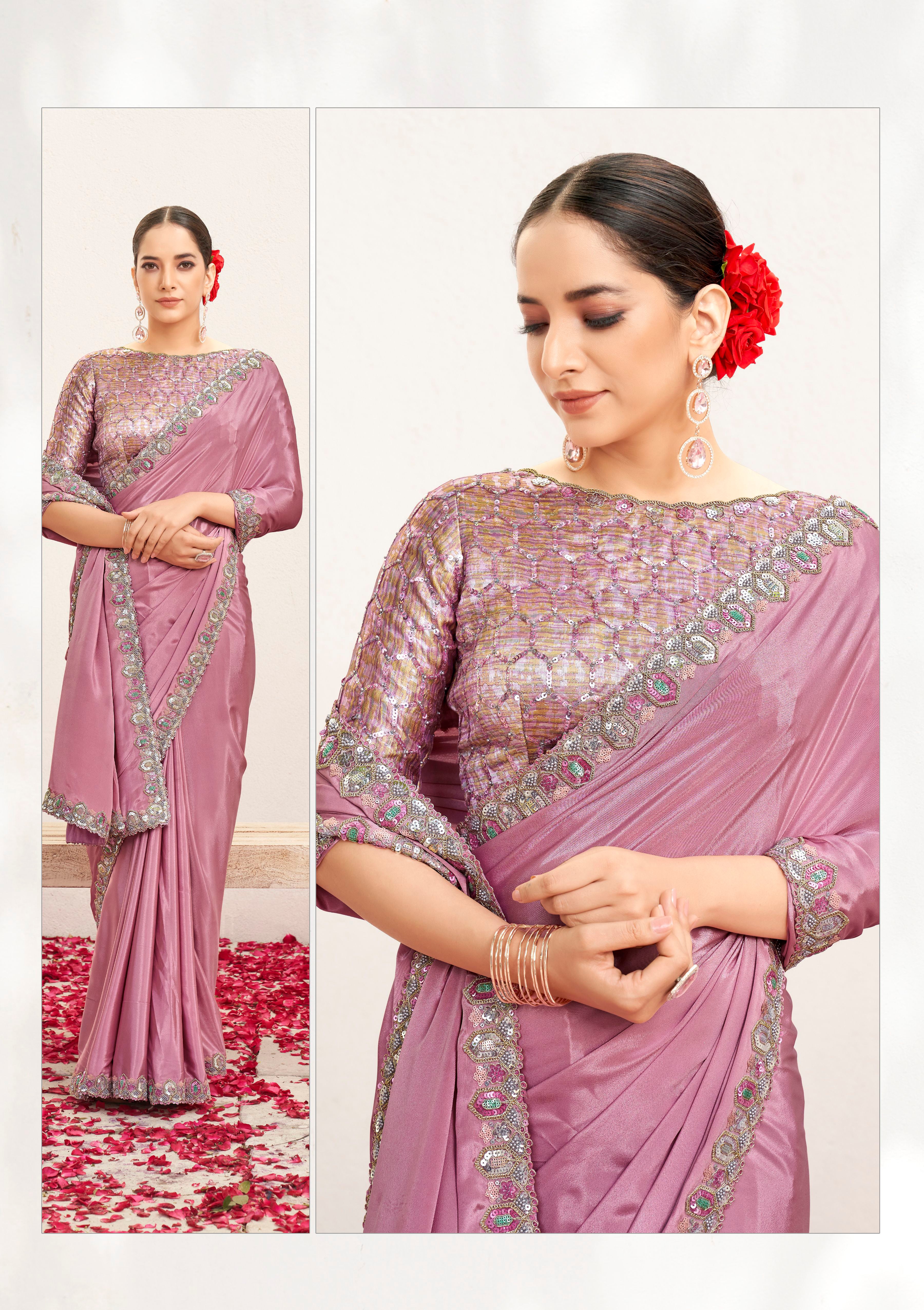 Nakshatra Pink Shimmer Silk Saree