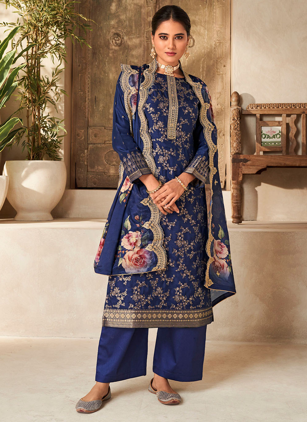 Nakshatra Blue Dola Silk Suit