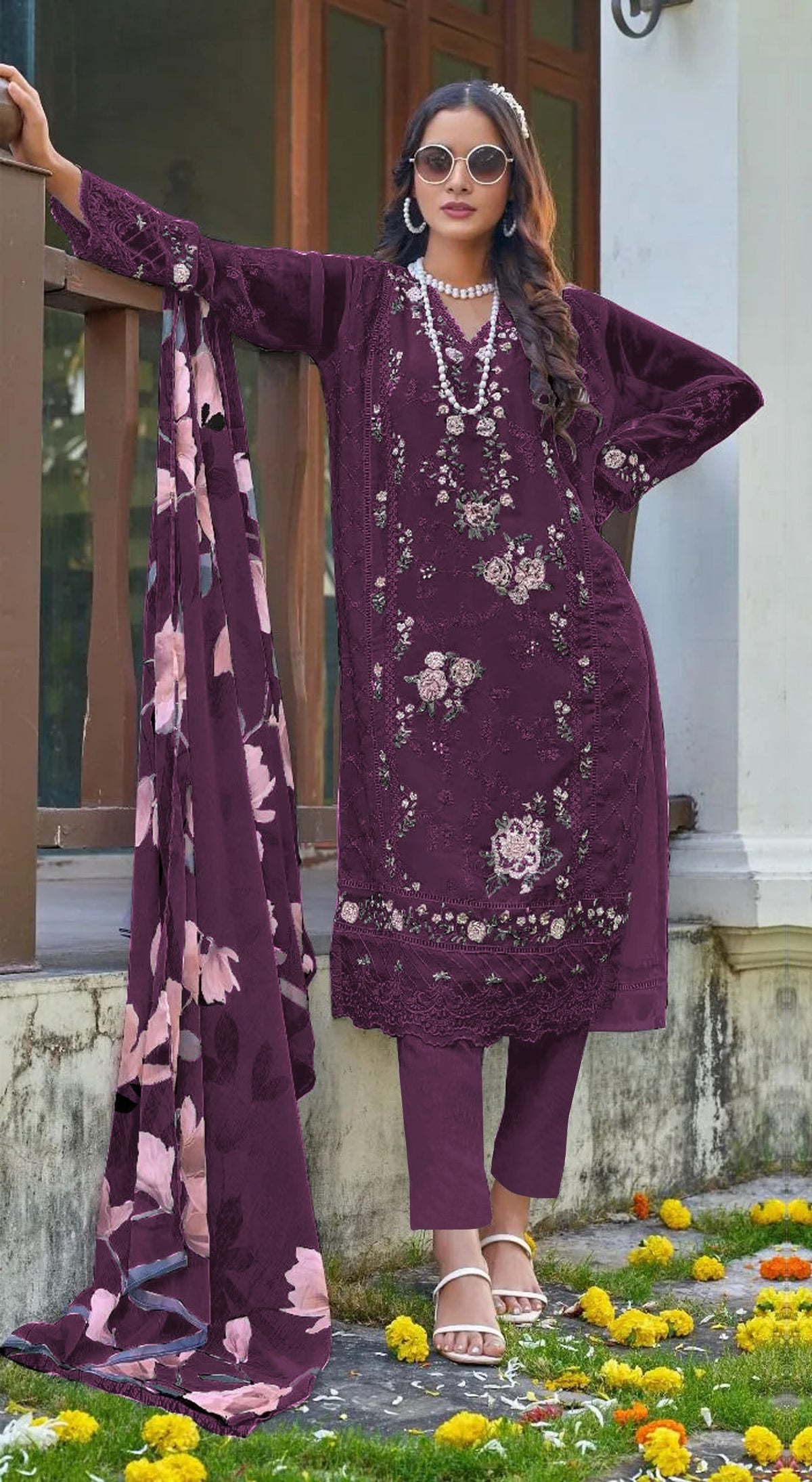 Nakshatra Purple Georgette Suit
