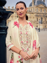 Nakshatra White Readymade Silk Suit