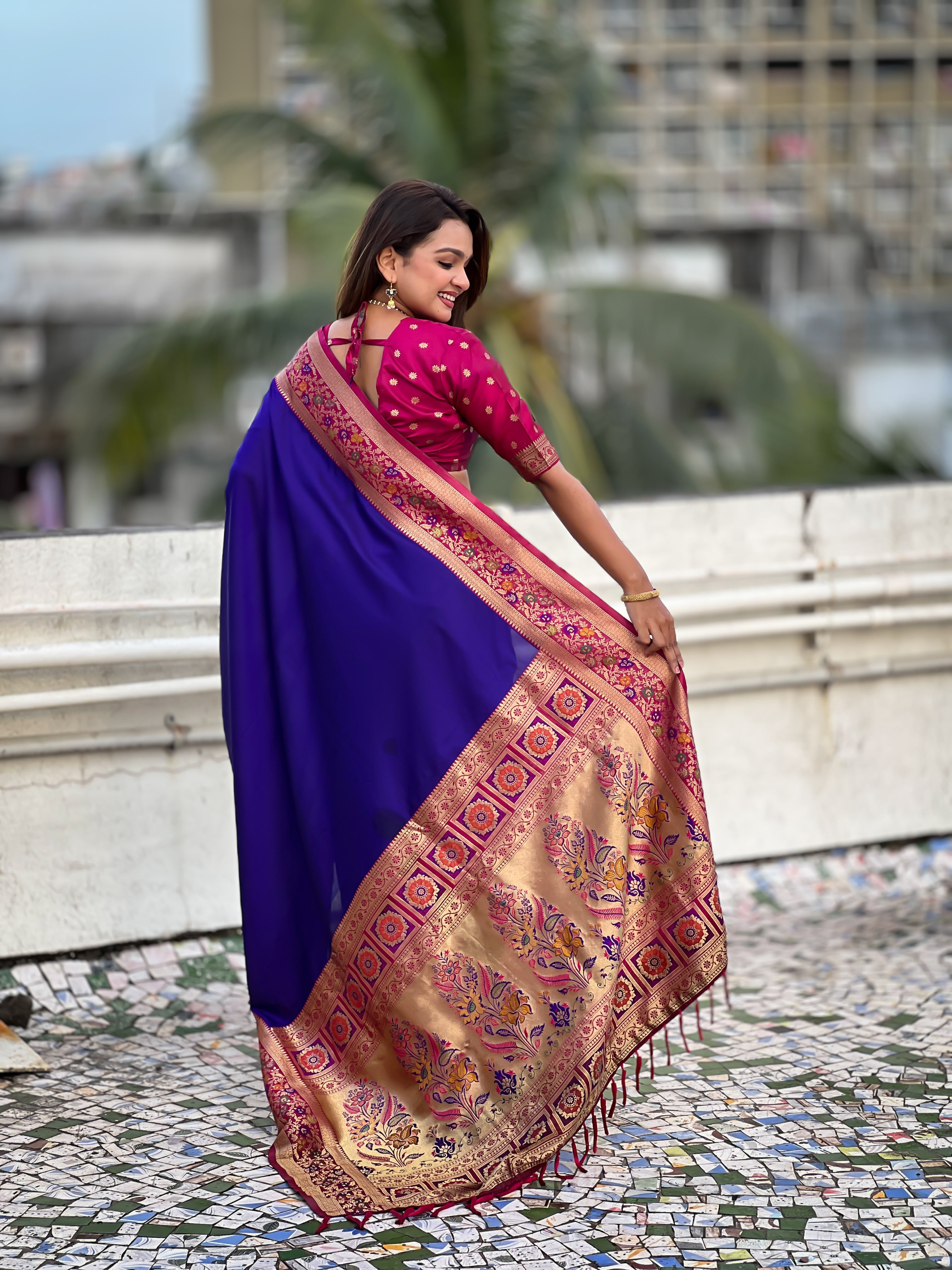 Nakshatra Blue Paithani Silk Saree