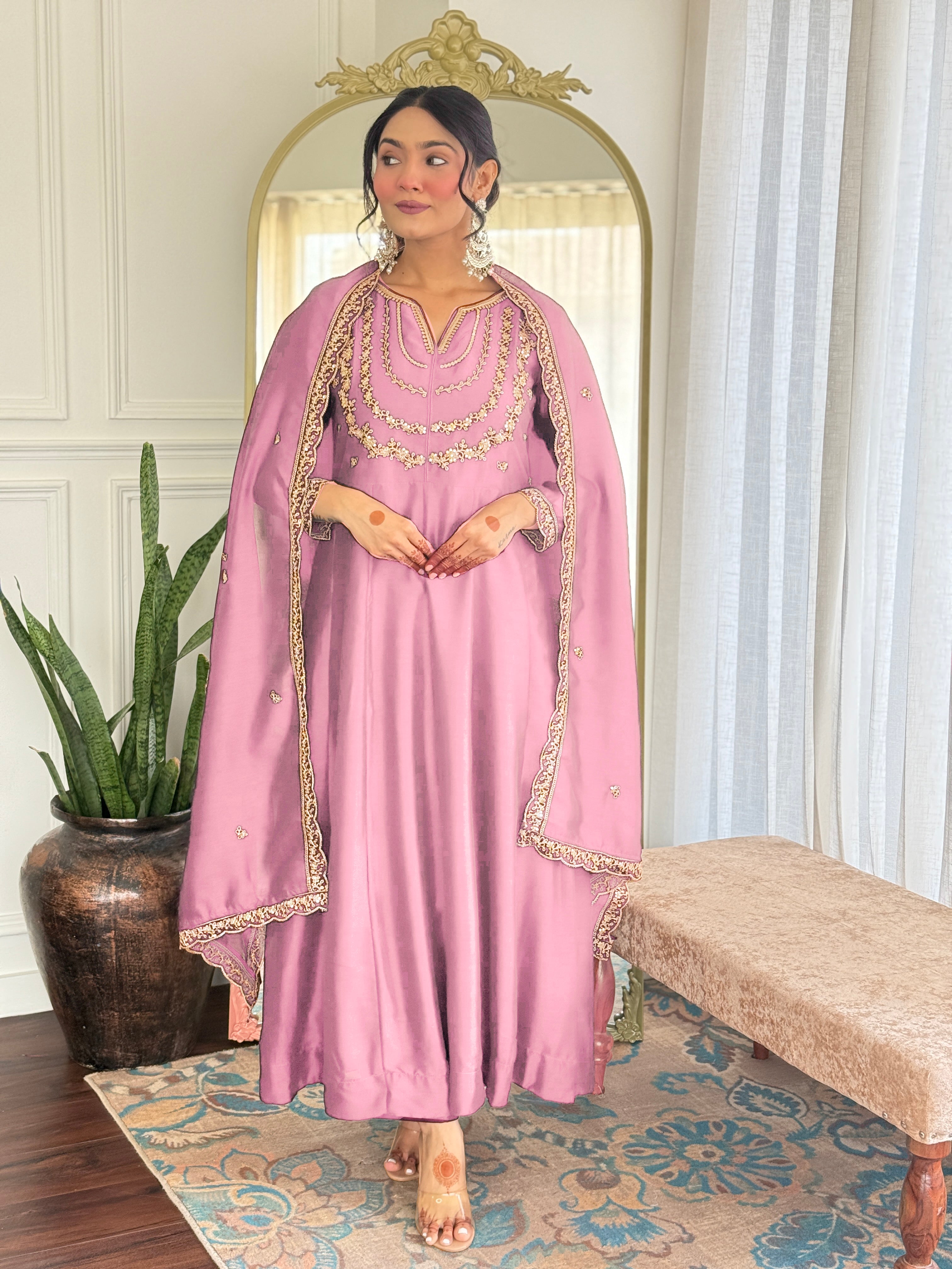 Nakshatra Pink Colored Silk Suit
