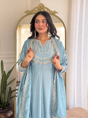 Nakshatra Sky Blue Colored Silk Suit