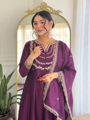 Nakshatra Wine Colored Silk Suit