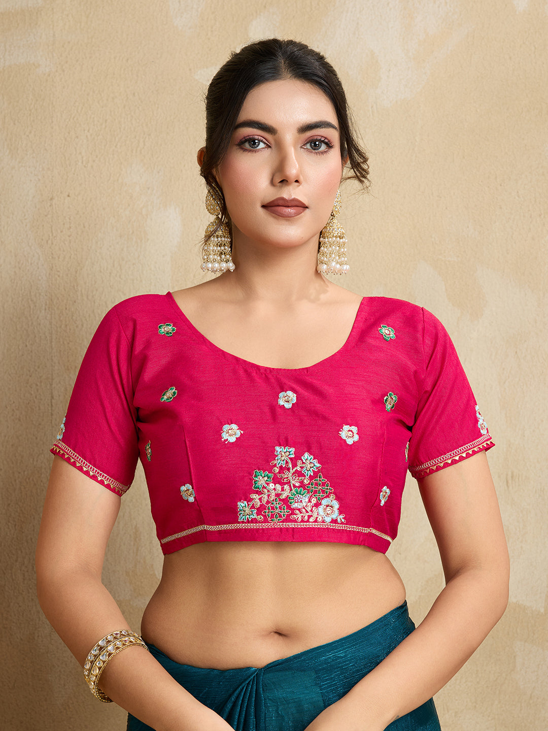 Nakshatra Teal Blue Chiffon Saree