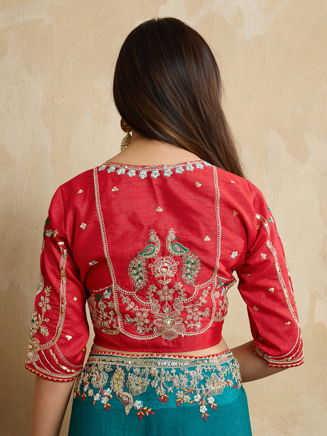 Nakshatra Teal Green Chiffon Saree