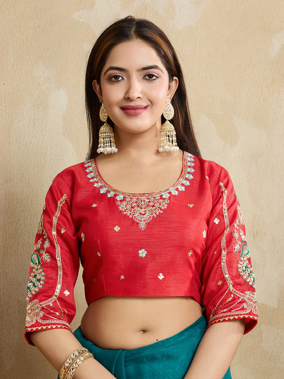 Nakshatra Teal Green Chiffon Saree