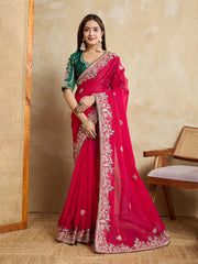 Nakshatra Pink Chiffon Saree