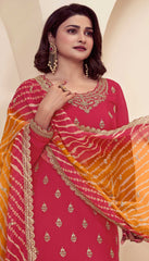 Nakshatra Red Embroidered Palazzo Suit