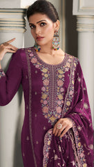 Nakshatra Purple Partywear Silk Suit