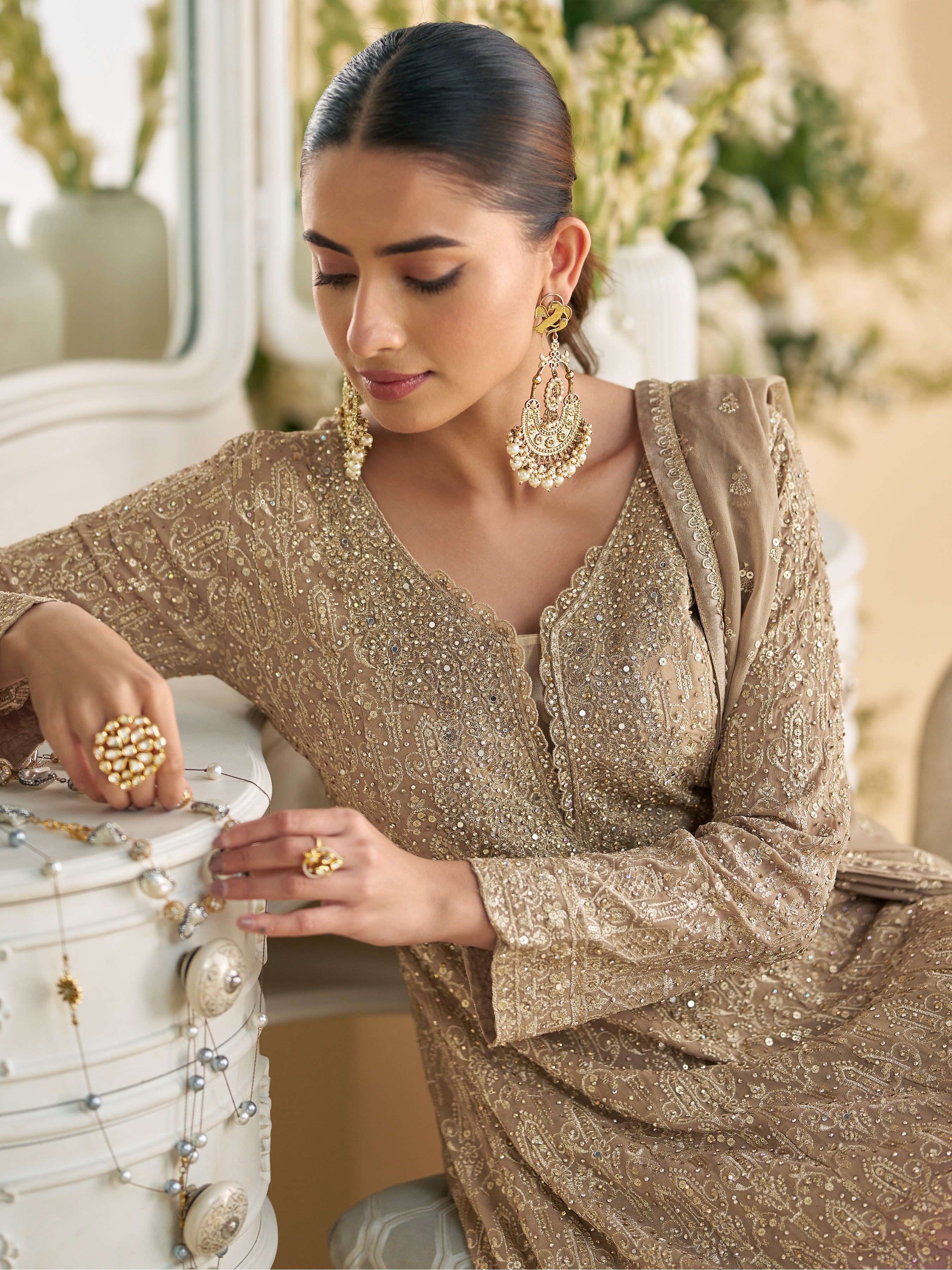Nakshatra Grey Bridal Wear Palazzo Set