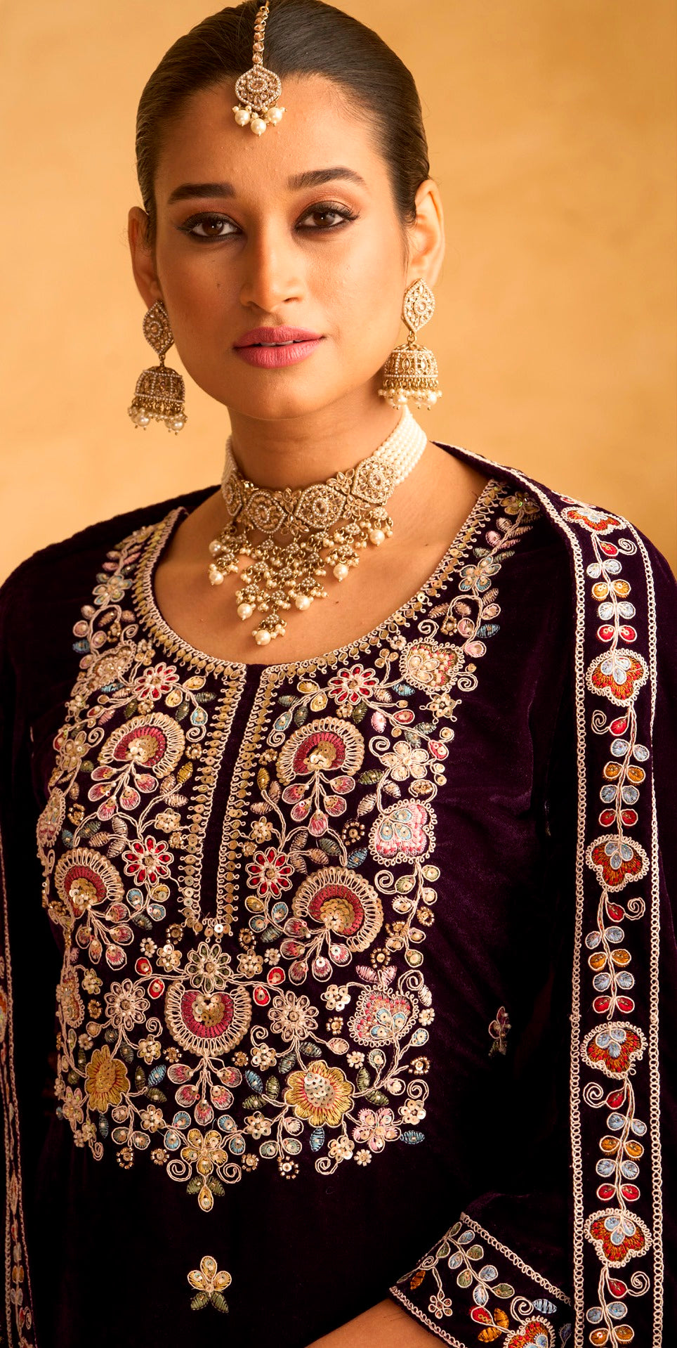Nakshatra Purple Velvet Suit