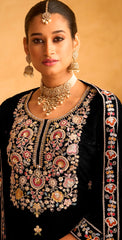 Nakshatra Black Velvet Suit