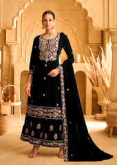 Nakshatra Black Velvet Suit