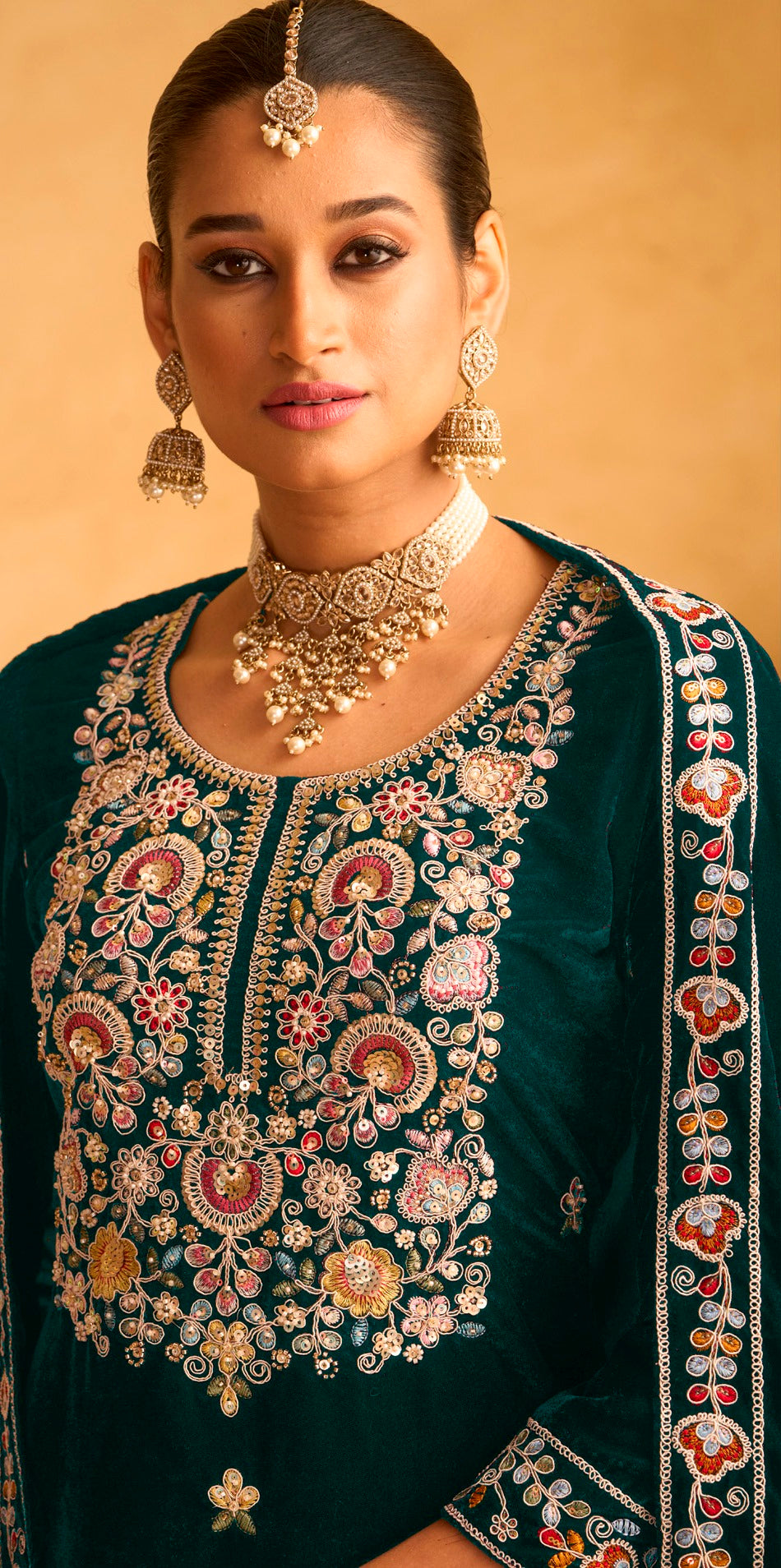 Nakshatra Green Velvet Suit