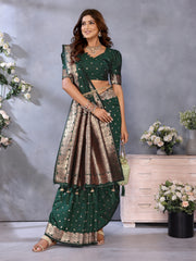 Nakshatra Teal Green Banarsi Silk Saree