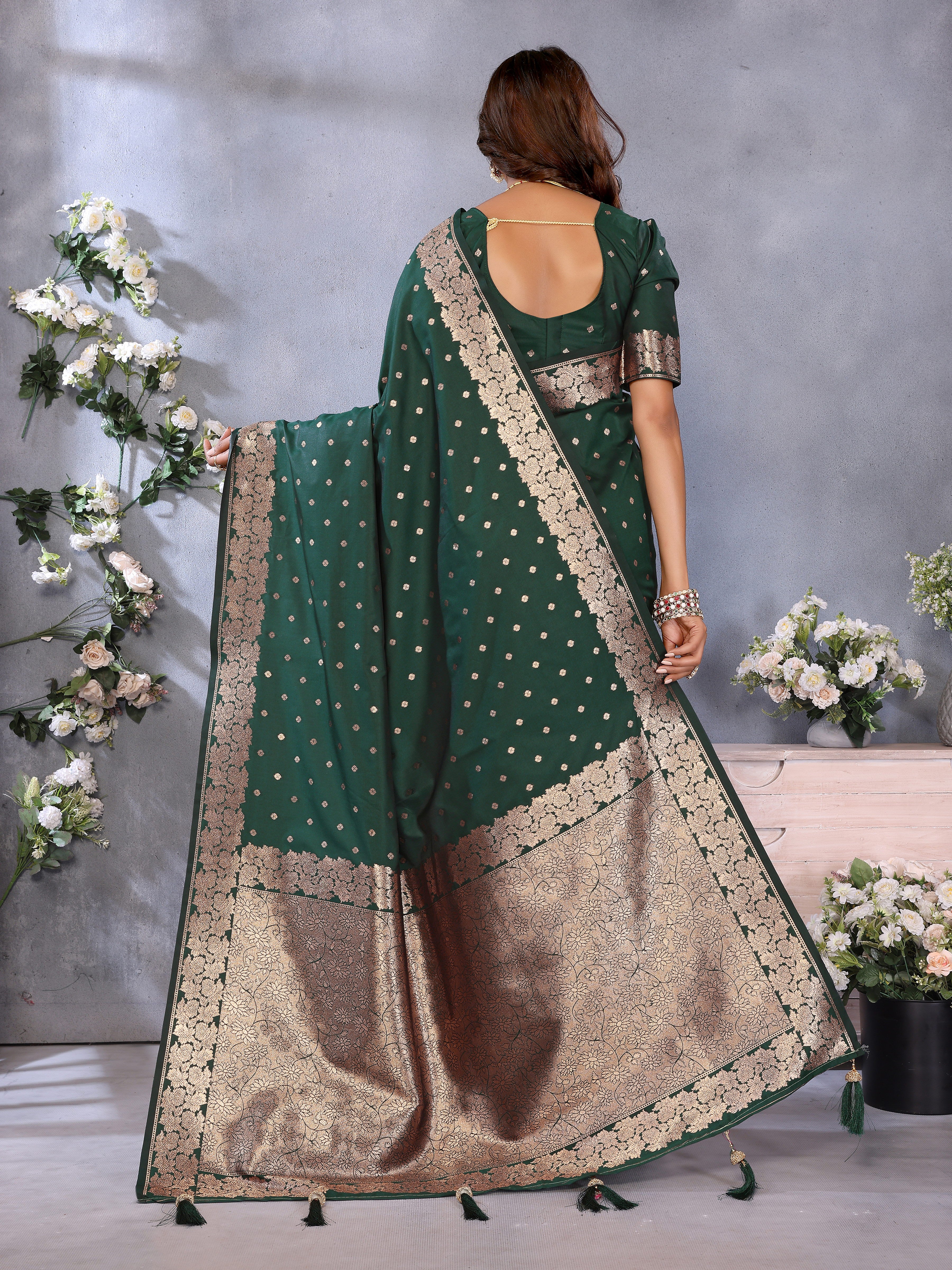 Nakshatra Teal Green Banarsi Silk Saree