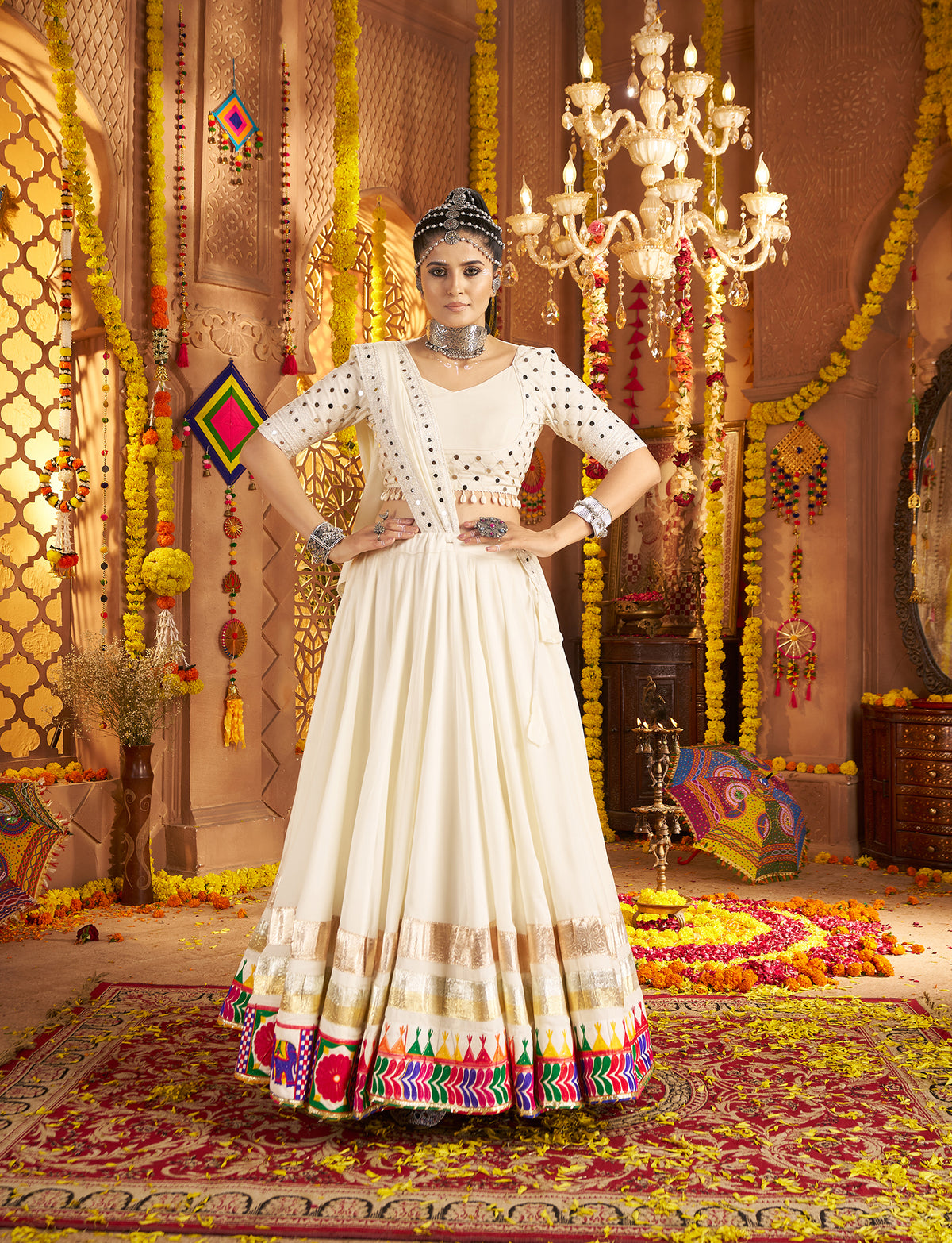 Nakshatra Off White Color Ready to Wear Lehenga Choli