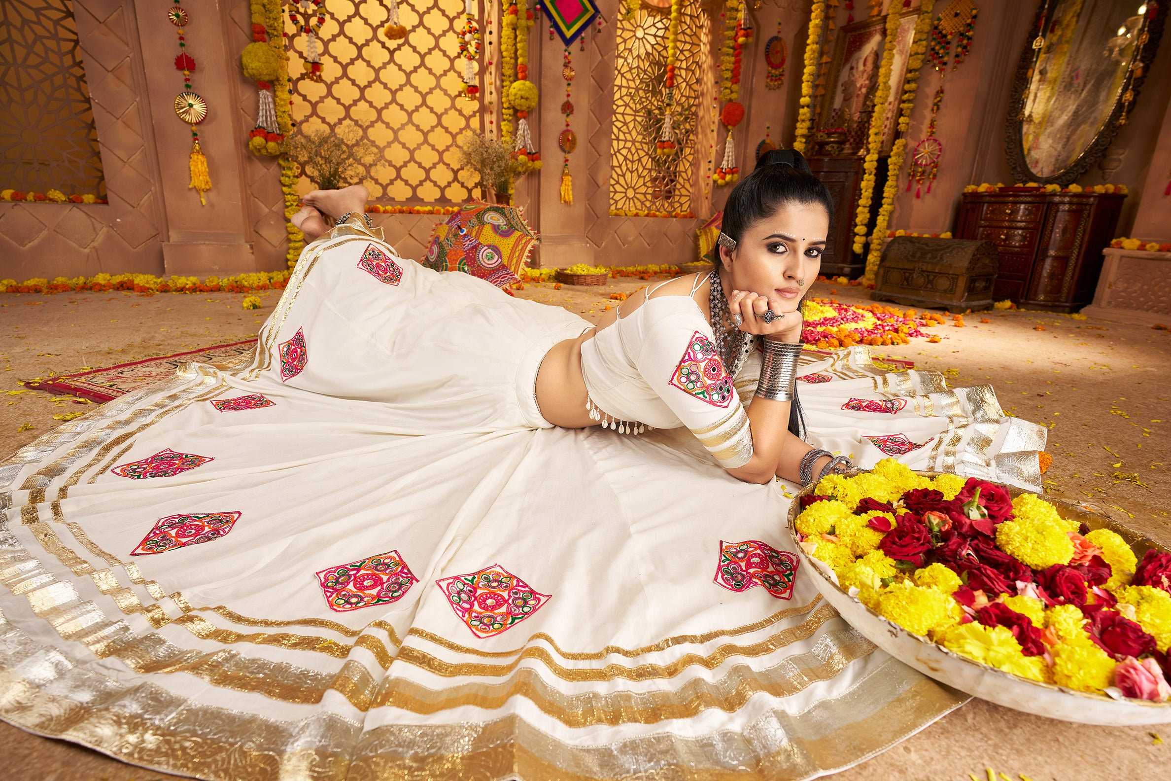 Nakshatra Off White  Color Ready to Wear Lehenga Choli