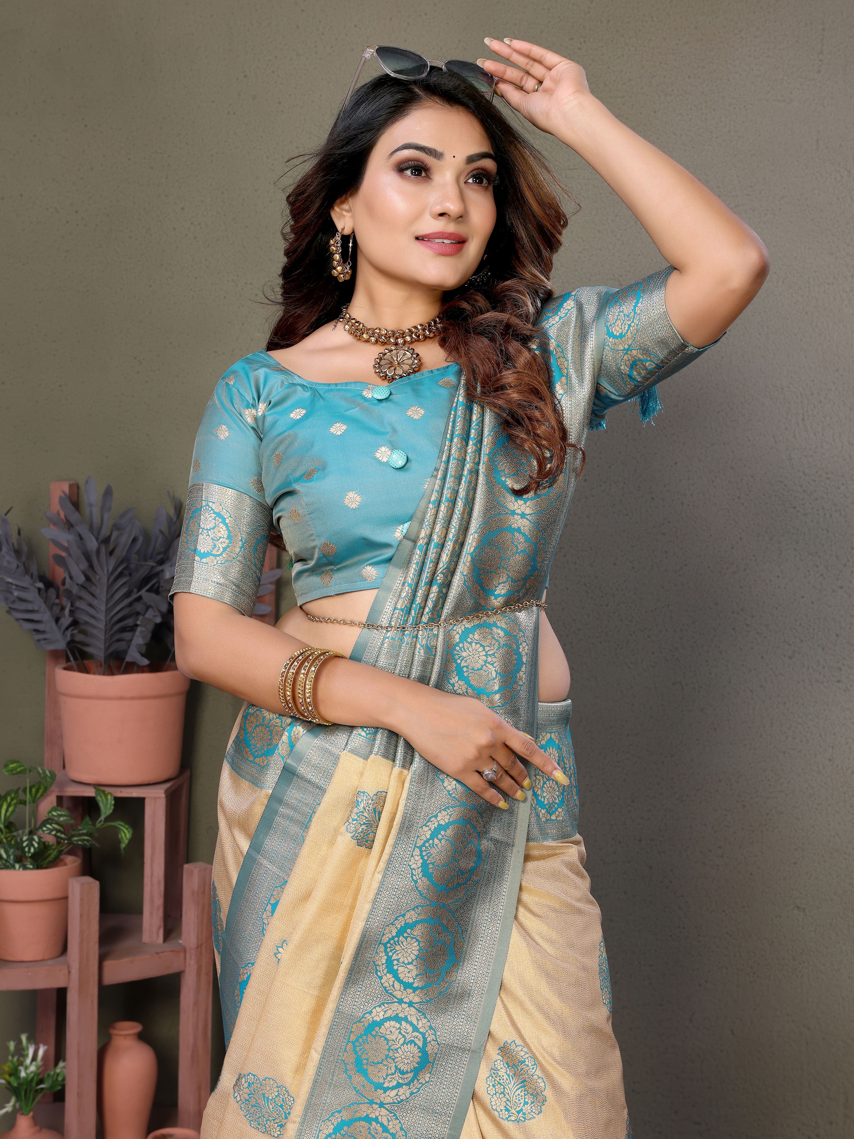Nakshatra Blue Viscose Silk Saree