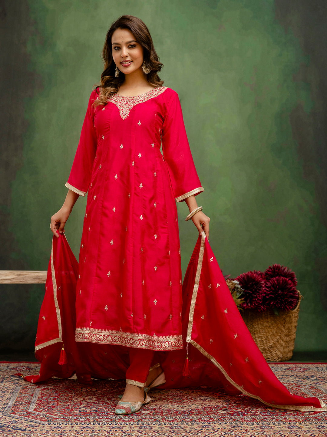 Nakshatra Pink Silk Readymade Suit
