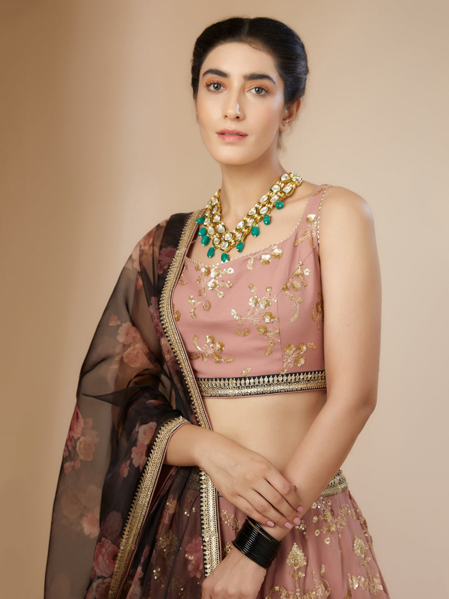 Nakshatra Pink Sequence Lehenga Choli