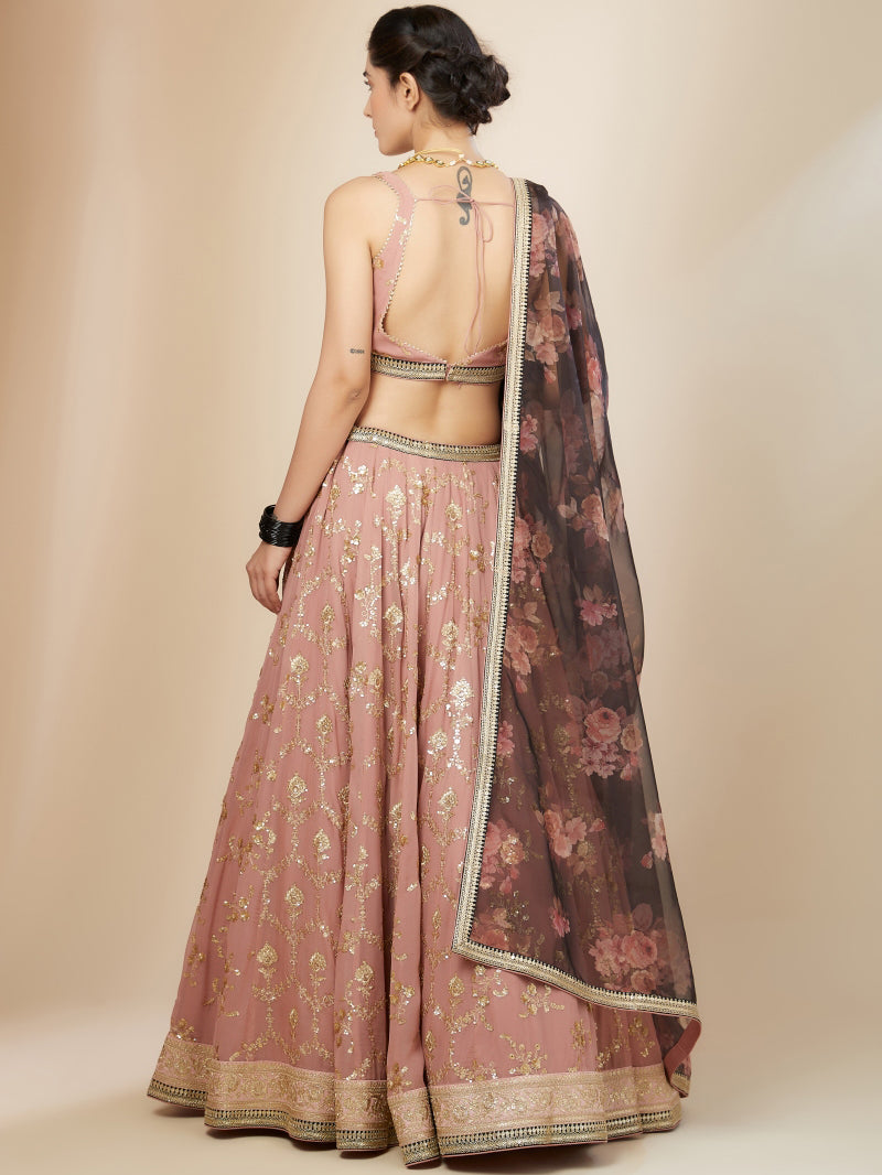 Nakshatra Pink Sequence Lehenga Choli