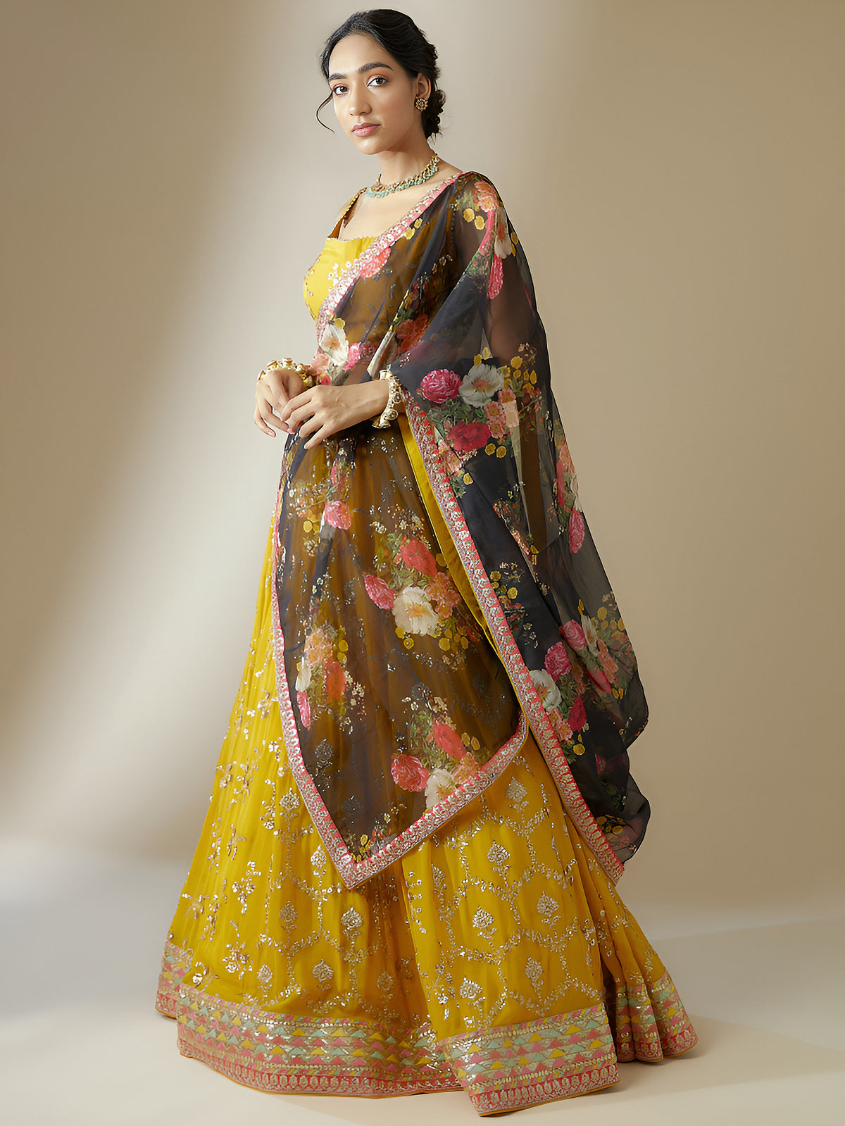 Nakshatra Yellow Sequence Lehenga Choli