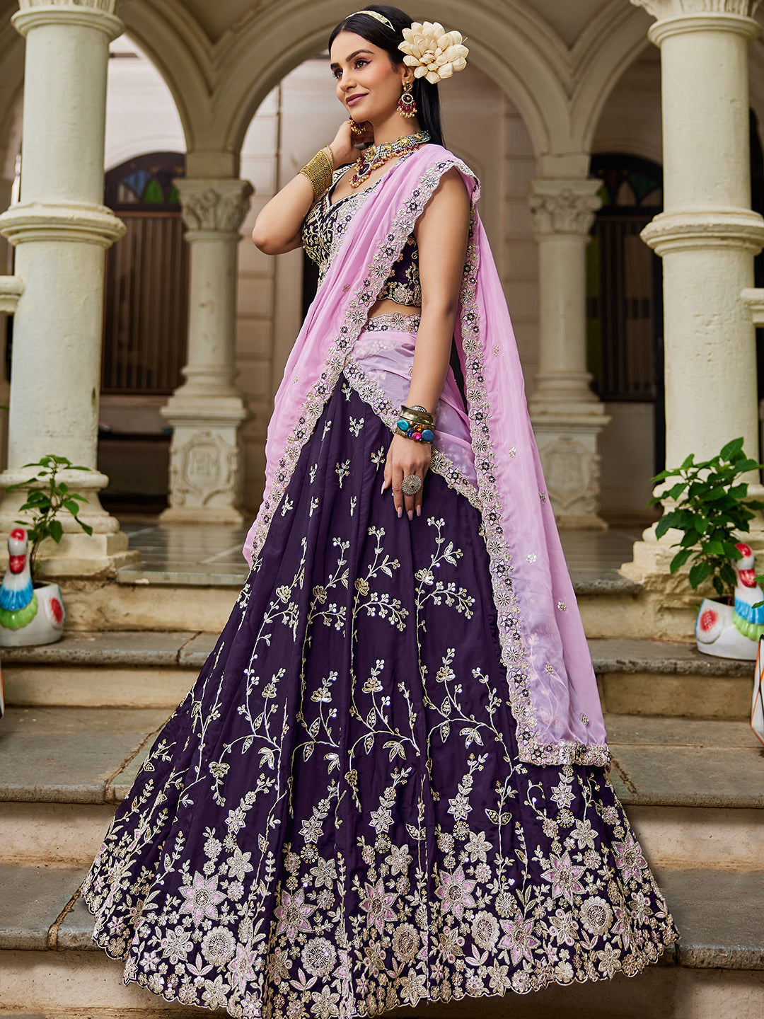 Nakshatra Magenta Sequence Lehenga