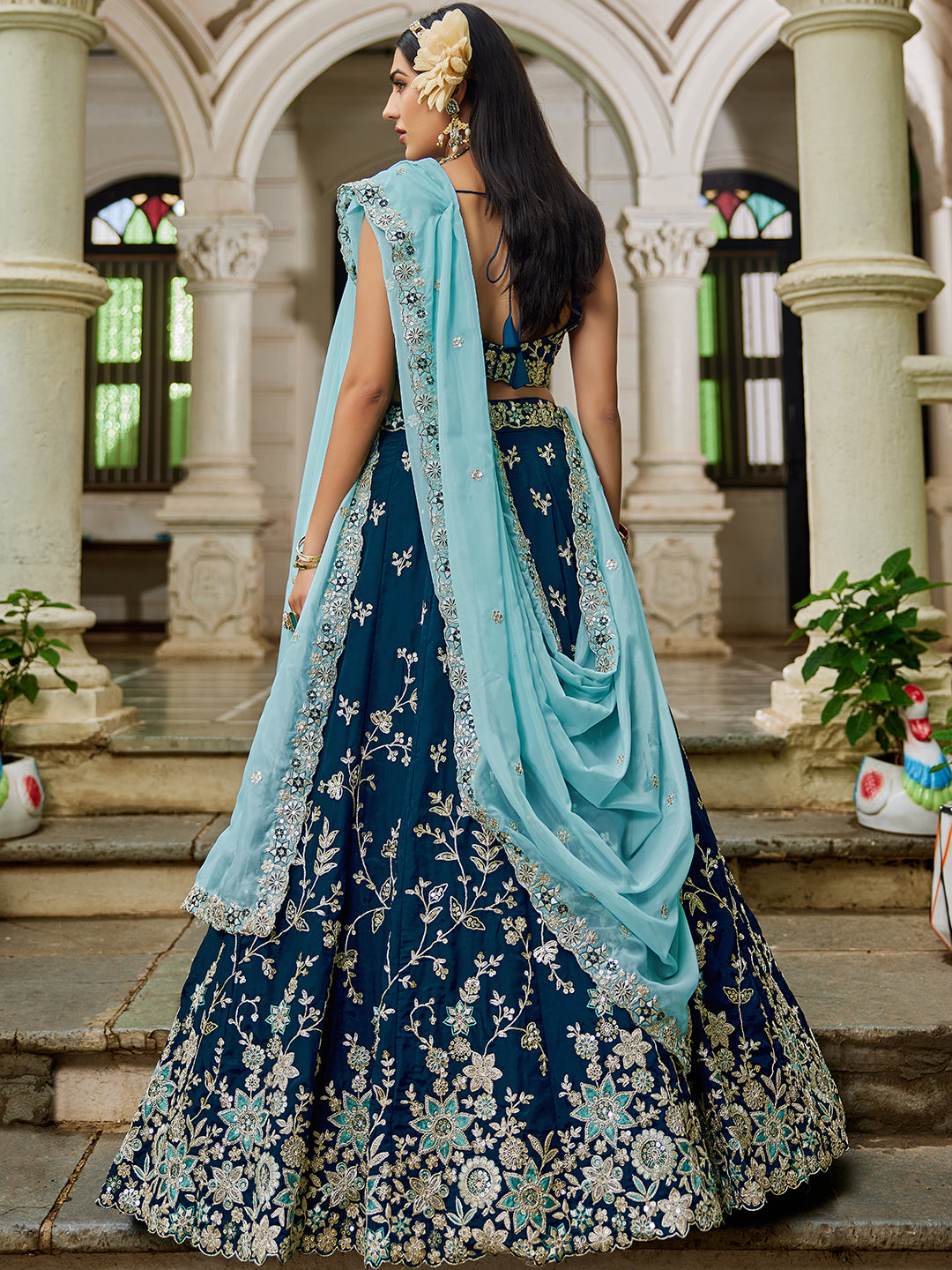 Nakshatra Nevy Blue Sequence Lehenga