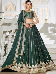 Nakshatra Green Georgette Lehenga Choli with Sequin and Embroidery Work