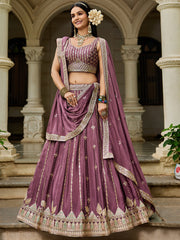 Nakshatra Rose Gold Georgette Lehenga Choli with Sequin and Embroidery Work