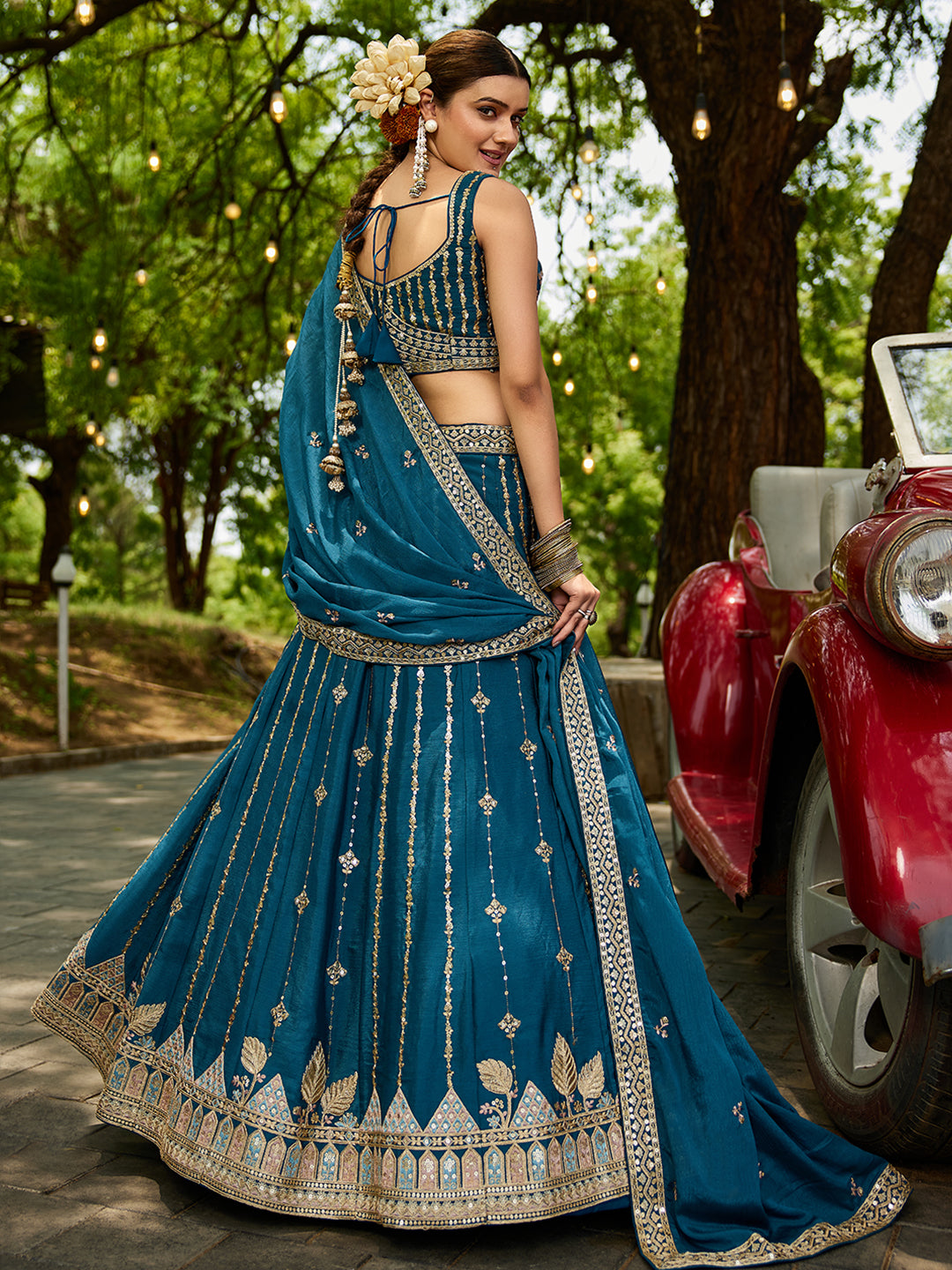 Nakshatra Teal Georgette Lehenga Choli with Sequin and Embroidery Work