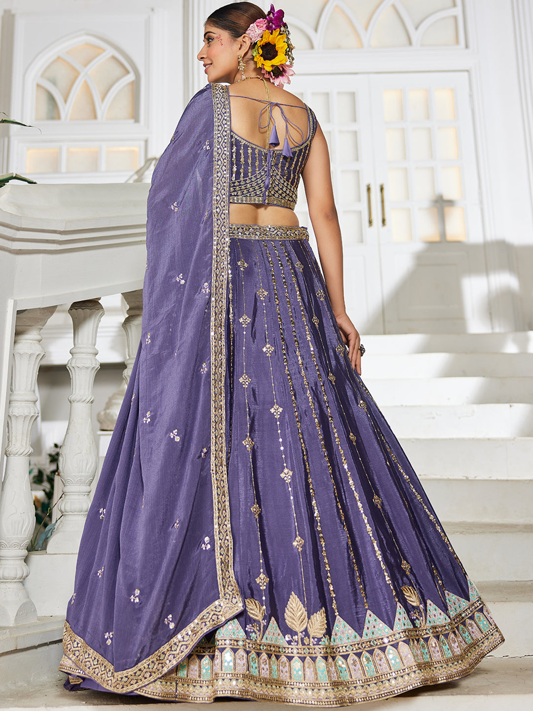 Nakshatra Voilet Georgette Lehenga Choli with Sequin and Embroidery Work