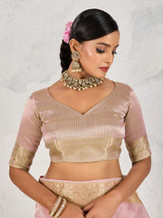 Nakshatra Pink Tissue Linen Saree with Zardosi Handwork & Embellished Pallu